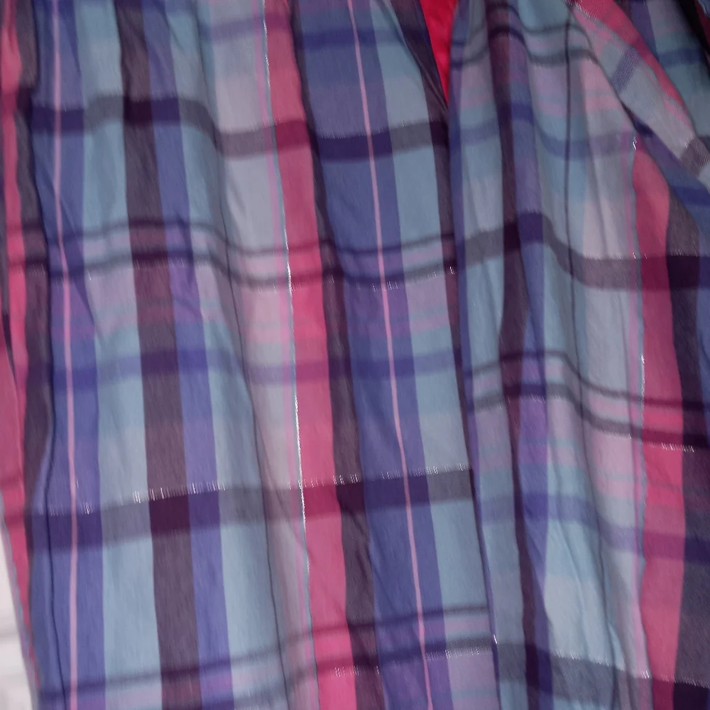 Victoria Secret plaid metallic pajama set size medium blue pale purple and blue